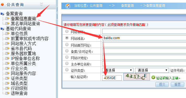 备案信息查询